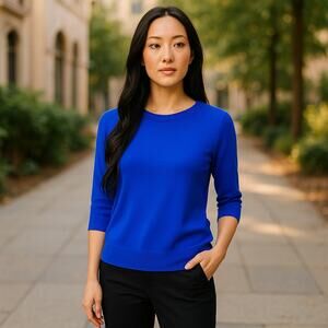 NWT - CABLE & GAUGE Blue Long Sleeve Pullover Sweater with Sparkles ~ Size SMALL